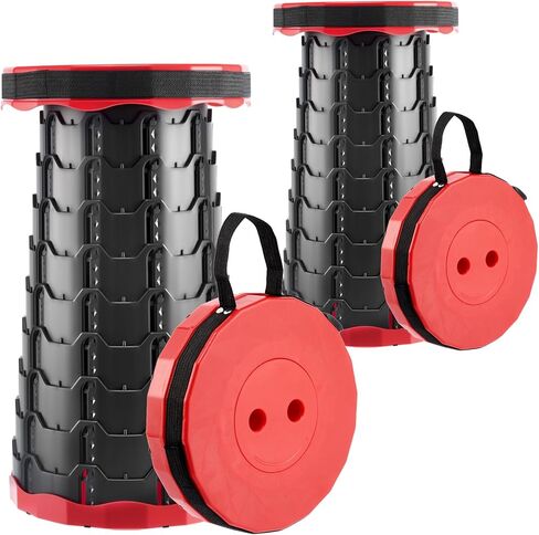 Upgraded Foldable Stool Thickened Set of 2, Portable Collapsible Stool Retractable Stool, Foldable Portable Collapsible Chair for Fishing, Hiking Tours, BBQ, Parties, Outdoor Activities (Red) in Kuwait