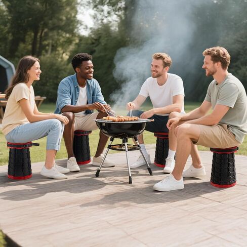 Upgraded Foldable Stool Thickened Set of 2, Portable Collapsible Stool Retractable Stool, Foldable Portable Collapsible Chair for Fishing, Hiking Tours, BBQ, Parties, Outdoor Activities (Red) in Kuwait