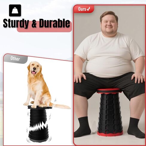 Upgraded Foldable Stool Thickened Set of 2, Portable Collapsible Stool Retractable Stool, Foldable Portable Collapsible Chair for Fishing, Hiking Tours, BBQ, Parties, Outdoor Activities (Red) in Kuwait
