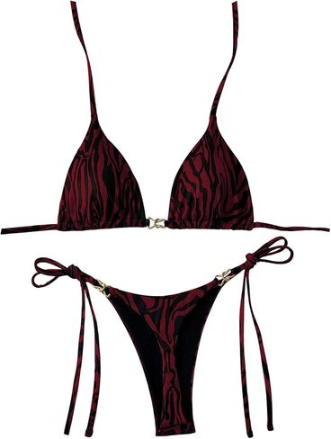 Milumia Women's 2 Piece Snakeskin Print Swimsuit Ring Linked Triangle Bikini Sets Side Tie Thong Bathing Suit in Saudi Arabia