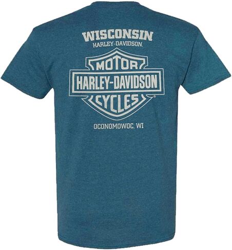 Harley-Davidson Men's Insights Short Sleeve Crew-Neck T-Shirt, Antique Harbor in Saudi Arabia