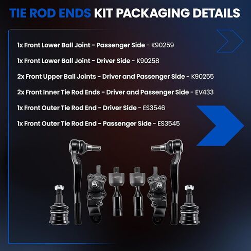 8-PC Steering Suspension Kits Compatible with Toyota Tacoma 1995-2004,4xBall Joint K90259 K90258 K90255,2xInner tie rod EV433,2xOuter tie rod ES3545 ES3546 in Saudi Arabia