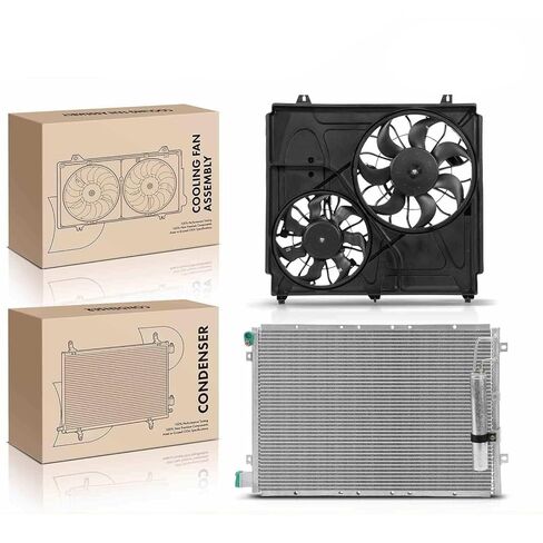 Replacement Parts for 2Pcs AC Condenser&Cooling Fan Assembly Kit for Kia Sorento 2003-2004 V6 3.5L Mod-A58PP-102566 in Saudi Arabia