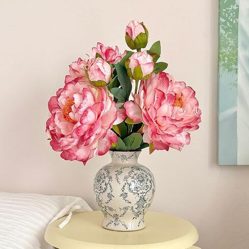 مزهرية سيراميك كلاسيكية من الطراز الصيني، مزهرية زهور بورسلين مزخرفة كلاسيكية لرف طاولة غرفة المعيشة المركزية، ديكور ريفي قديم in Kuwait