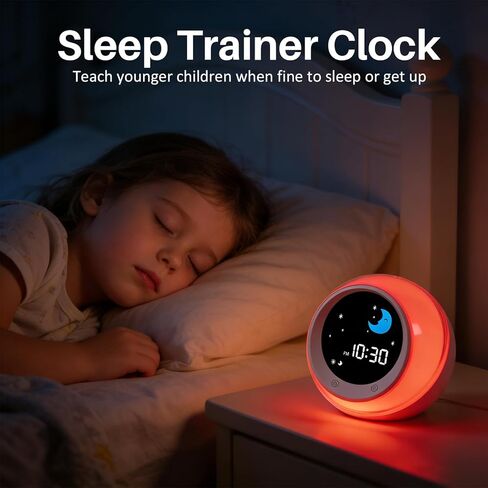 ساعة منبه للأطفال من iHoo، ساعة منبه للتدريب على النوم للأطفال مع شروق الشمس والقمر، آلة صوت للنوم، ضوء ليلي وموافق لإيقاظ ساعة منبه للأطفال الصغار والأطفال in Kuwait