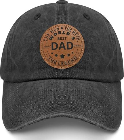 Men's Hat Gifts from Daughter Wife Son Friends Ideal for Fathers Day Birthday Christmas - Leather Engraved Baseball Cap in Saudi Arabia