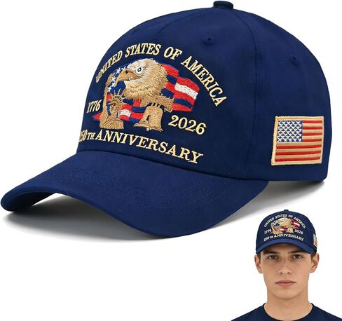 250th Anniversary USA Hat, Adjustable Embroidered Patriotic Retro Washed Baseball Caps in Saudi Arabia