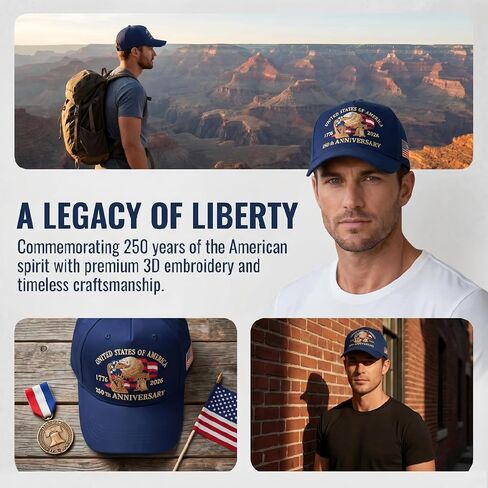 250th Anniversary USA Hat, Adjustable Embroidered Patriotic Retro Washed Baseball Caps in Saudi Arabia