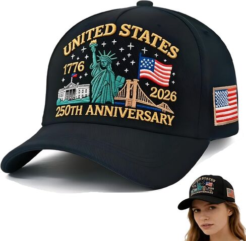 قبعة الذكرى السنوية الـ 250 للولايات المتحدة الأمريكية، قبعات بيسبول مغسولة وطنية مطرزة قابلة للتعديل in Kuwait