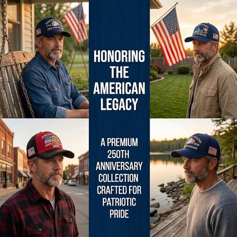 250th Anniversary USA Hat, Adjustable Embroidered Patriotic Retro Washed Baseball Caps in Saudi Arabia