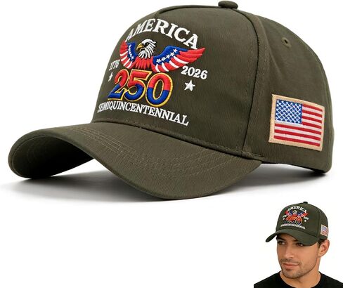250th Anniversary USA Hat, Adjustable Embroidered Patriotic Retro Washed Baseball Caps in Saudi Arabia