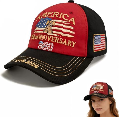 250th Anniversary USA Hat, Adjustable Embroidered Patriotic Retro Washed Baseball Caps in Saudi Arabia