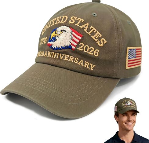 250th Anniversary USA Hat, Adjustable Embroidered Patriotic Retro Washed Baseball Caps in Saudi Arabia