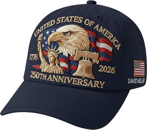 NAZENTI 250 Anniversary USA Cap, Personalized Patriotic Embroidered Baseball Cap with Name, Gifts for Men & Women in Kuwait