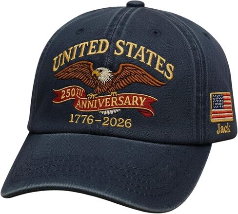 NAZENTI 250 Anniversary USA Cap, Personalized Patriotic Embroidered Baseball Cap with Name, Gifts for Men & Women in Saudi Arabia