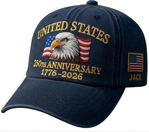 NAZENTI 250 Anniversary USA Cap, Personalized Patriotic Embroidered Baseball Cap with Name, Gifts for Men & Women in Saudi Arabia