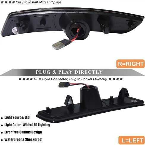 LED Side Marker Lights for 2016-2024 Chevy Camaro SS LS LT ZL1 LT1 Smoked Lens Front Rear LED Sidemarker Driving Singal Lamps 23169181 20896549 in Kuwait