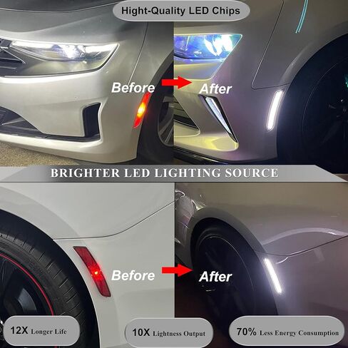 LED Side Marker Lights for 2016-2024 Chevy Camaro SS LS LT ZL1 LT1 Smoked Lens Front Rear LED Sidemarker Driving Singal Lamps 23169181 20896549 in Kuwait
