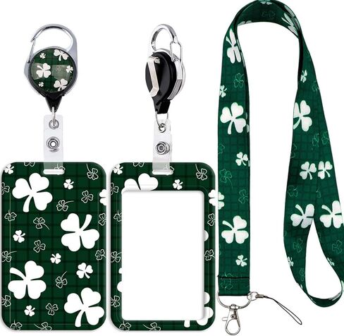 Green ID Badge Lanyard for St. Patrick's Day with Retractable Badge Reel Clip for Ireland Men Women Parade Event in Saudi Arabia