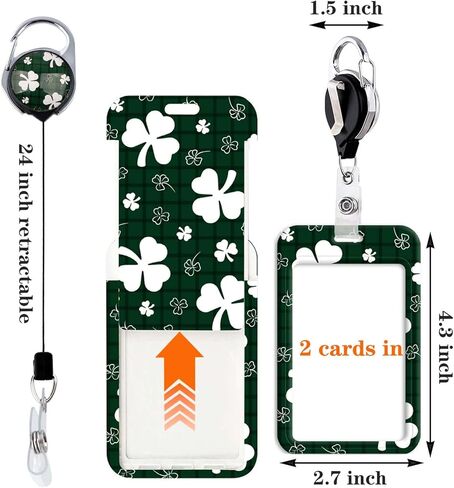 Green ID Badge Lanyard for St. Patrick's Day with Retractable Badge Reel Clip for Ireland Men Women Parade Event in Saudi Arabia