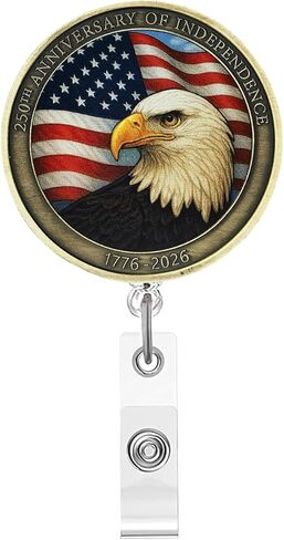 250th Anniversary America Nurse Badge Reel Retractable Badge Holder with Alligator Clip Eagle Patriotic ID Name Tag Professional Badge Clip Accessory for Nurses Medical Staff Healthcare Workers in Saudi Arabia