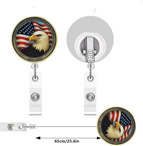 250th Anniversary America Nurse Badge Reel Retractable Badge Holder with Alligator Clip Eagle Patriotic ID Name Tag Professional Badge Clip Accessory for Nurses Medical Staff Healthcare Workers in Saudi Arabia