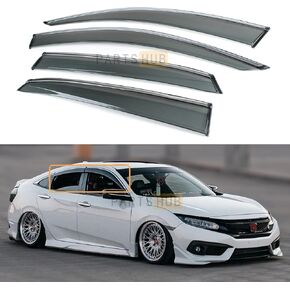 يناسب 2016-2021 هوندا سيفيك 4 أبواب سيدان JDM تقليم الكروم دخان ملون نافذة أقنعة حراس المطر منحرف in Kuwait