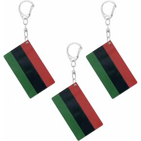 African American Flag Keychain African American Black Americans Flags Key Chains Men and Women Style - Double Sided Acrylic D Shape Chains Car Key chain Gifts Decoration (3 Pcs) in Kuwait