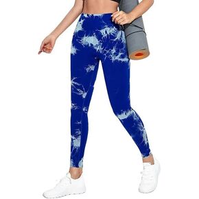 Yoga Pants Marbling Tie-Dye Yoga Pants Sports Leggings Women Running Fitness High Waist Seamless Gym Leggings in Saudi Arabia