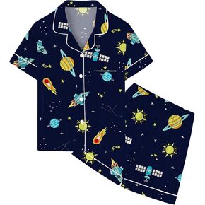 QZH.DUAO Pajamas For Boys, Lyocell From Bamboo Pajamas Kids Soft Short Sleeve 2-Piece Pjs Set Kids Sleepwear For Ages 5-14 in Kuwait