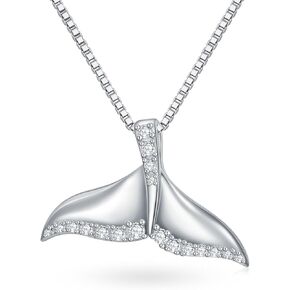 1/6 Carat Diamond Whale Tail Necklace for Women 925 Sterling Silver 18K White Gold Plated Whale Pendant Diamonds Ocean Jewelry Necklaces in Kuwait