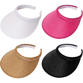 4 Pack Sun Visor Hats for Women, Wide Brim Clip On Visor for MAdjustable Headband for Sports, Golf, Tennis, Beach in Kuwait