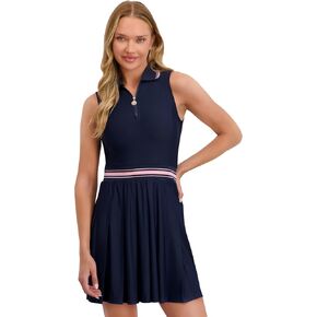 Stella Parker Women's ¼ Zip Pleated Skirt Polo Dress – UPF 50+, Stretch Fabric, 35" Length in Kuwait