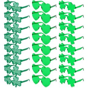 YARIEW 24 قطعة من نظارات عيد القديس باتريك، نظارات شامروك الشمسية، ديكورات عيد القديس باتريك الأيرلندية، أوراق الشجر، القلب، نظارات البرسيم المحظوظ، إكسسوارات الملابس والهدايا in Kuwait