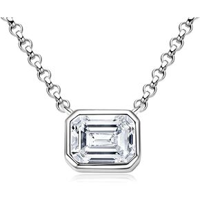 14K Gold Over S925 Sterling Silver 1ct Diamond Pendant Necklace for Women,VVS1 Emerald-Cut with 17.2" Chain, Ideal Birthday Gift for Your Beloved Wife in Kuwait