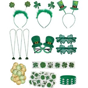 132Pcs St. Patrick's Day Accessories Leprechaun Costume Outfit Adult Cosplay Headband Glasses Necklace Bracelet in Kuwait