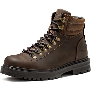 Men's Hiking Boots Leather Wide Toe Box Chunky Casual Boots in Saudi Arabia