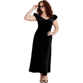 ELOQUII Women's Plus Size Velvet Short Sleeve Maxi Dress in Kuwait