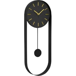 VERTA Modern Pendulum Wall Clock, Minimalist Black Iron Wall Clock with Gold Accents, Quartz Movement, Swinging Pendulum, 21.75″ Tall in Saudi Arabia