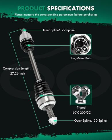SCITOO Front CV Axle Shaft Assembly Compatible with 2008-2012 for Honda for Accord 44306TA1A00,NCV36586,66-4254,60-4254,664254,604254 in Saudi Arabia