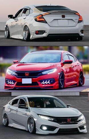 يناسب 2016-2021 هوندا سيفيك 4 أبواب سيدان JDM تقليم الكروم دخان ملون نافذة أقنعة حراس المطر منحرف in Kuwait