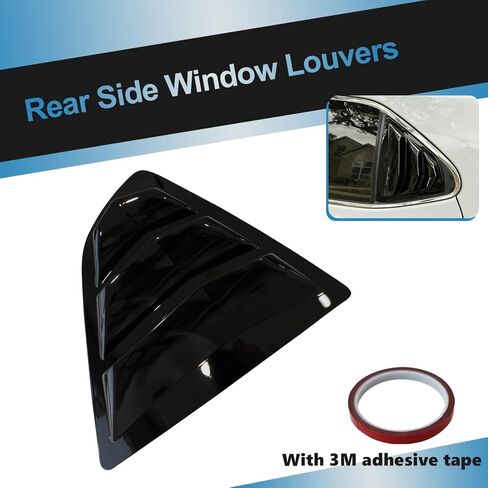 AUCERAMIC 2Pcs Rear Side Window Louvers Fit 2018 2019 2020 2021 2022 2023 2024 for Toyota Camry (Glossy Black) in Saudi Arabia