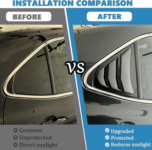 AUCERAMIC 2Pcs Rear Side Window Louvers Fit 2018 2019 2020 2021 2022 2023 2024 for Toyota Camry (Glossy Black) in Saudi Arabia