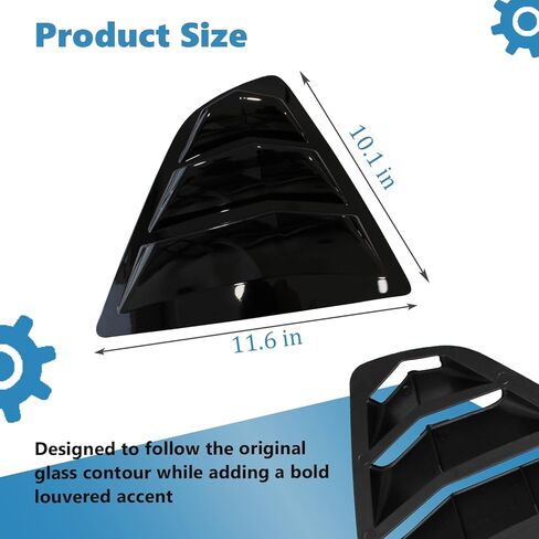 AUCERAMIC 2Pcs Rear Side Window Louvers Fit 2018 2019 2020 2021 2022 2023 2024 for Toyota Camry (Glossy Black) in Saudi Arabia