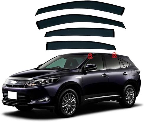 واقيات المطر لنافذة السيارة لسيارة Toyota Harrier MK3-XU60 2014-2020، واقي نافذة متين للغاية وواقي فتحة التهوية وغطاء الرياح وإكسسوارات السيارة in Saudi Arabia