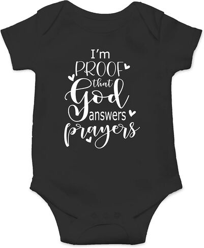 AW Fashions I'm Proof That God Answers Prayers Baby Bodysuit Cute Newborn Boy Funny Rompers Girl Clothes in Kuwait