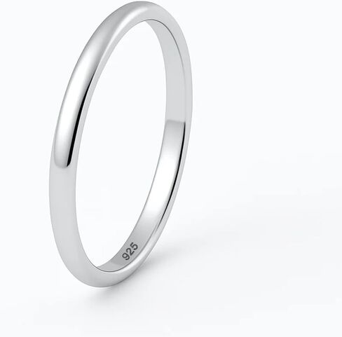 Sterling Silver Toe Ring 925 – 2mm Plain Wedding Band, Minimalist Stacking Ring, Ring Guard for Women, Size 1.5 in Kuwait