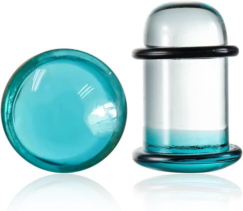 2 PCS Glass Ear Gauges Stretching Kit 14G-00G Pain-Free 0.5mm Increments Dead Stretching Single Flared Plugs Gauges for Ears with Rubber O Rings Body Piercing Jewelry for Women Men in Kuwait