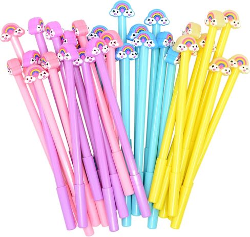YYaaloa 32pcs Cute Novelty Gel Ink Pens Rainbow style Writing Pens 0.5 mm Black Ink Fun Kawaii Pens Bulk for Office Supplies (32pcs rainbow style, Black) in Saudi Arabia