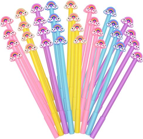 YYaaloa 32pcs Cute Novelty Gel Ink Pens Rainbow style Writing Pens 0.5 mm Black Ink Fun Kawaii Pens Bulk for Office Supplies (32pcs rainbow style, Black) in Saudi Arabia
